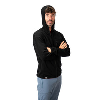 100% Merino Sport Hoodie Zip Men's - 230 g/m2 - S / Black