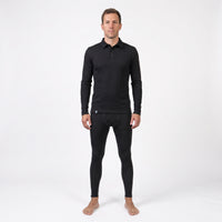 Set Polo Merino Manches Longues Homme avec Caleçon Long - S / Noir