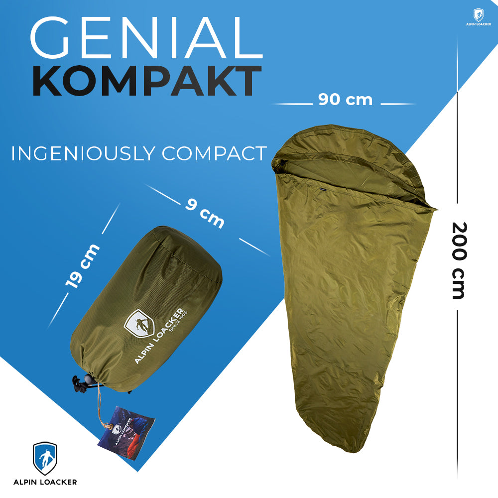 Bivi LIGHT Biwaksack leicht wasserfest kompakt 400g RipStop Nylon Alpin Loacker