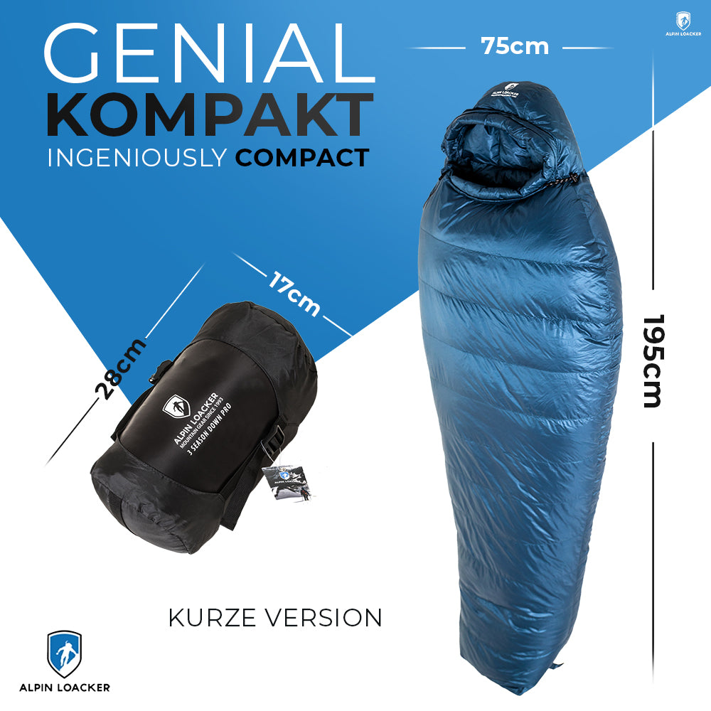 Down Pro 3 Jahreszeiten Schlafsack mit Dauenfüllung von Alpin Loacker für Camping und Trekking
