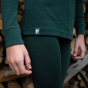 Detailaufnahme des Merino Sets für Kinder in grün, 100% Merinowolle