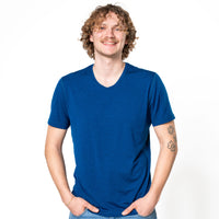 Merino V-Neck T-Shirt Herren - S / Blau