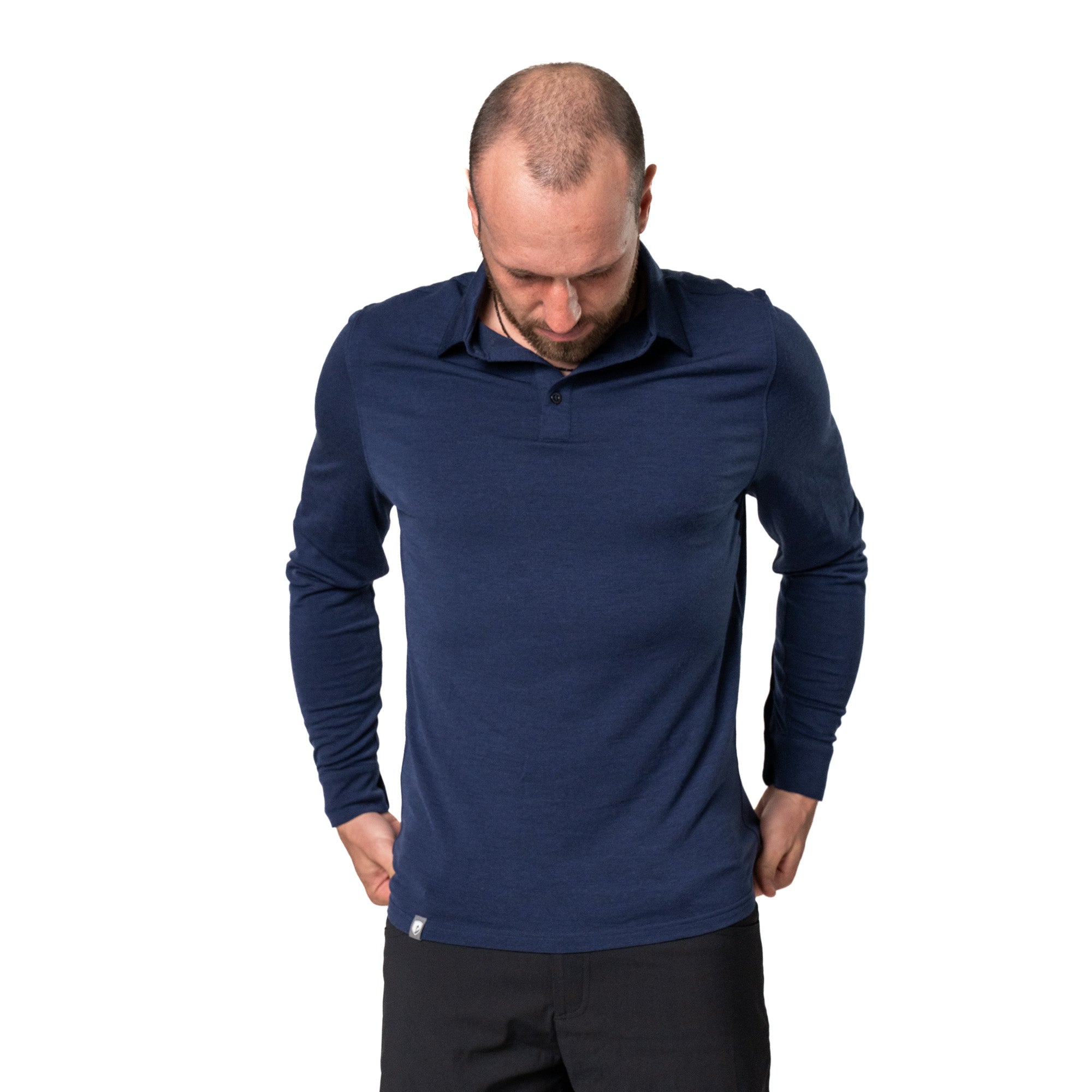 Merino Longsleeve Polo Herren langärmlig in Merinowolle, atmungsaktiv und sportlich elegant