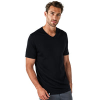Merino V-Neck T-Shirt Herren - S / Schwarz