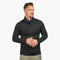 Merino Jacke Herren 270 g/m² aus Merinowolle, Viskose und Spandex, getragen von männlichem Model, mit Reißverschlusstasche; ideal für Outdoor-Aktivitäten.
