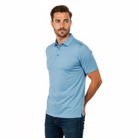 Merino Poloshirt Herren - S / Hellblau / Melange