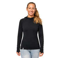 Merino Sun Hoodie Damen 135 g/m² – UPF 50+ &amp; ultraleicht - S / Schwarz